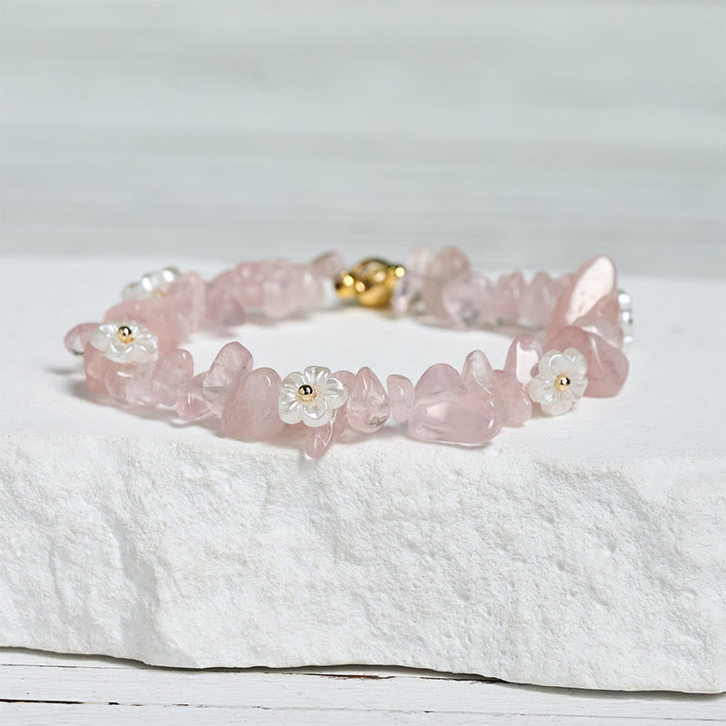 Bracciale Buddha Stones con design a fiore di cristallo irregolare e ametista e cristallo bianco - image 37