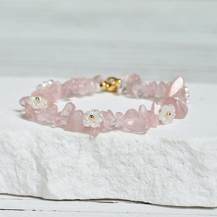 Bracciale Buddha Stones con design a fiore di cristallo irregolare e ametista e cristallo bianco - image 37