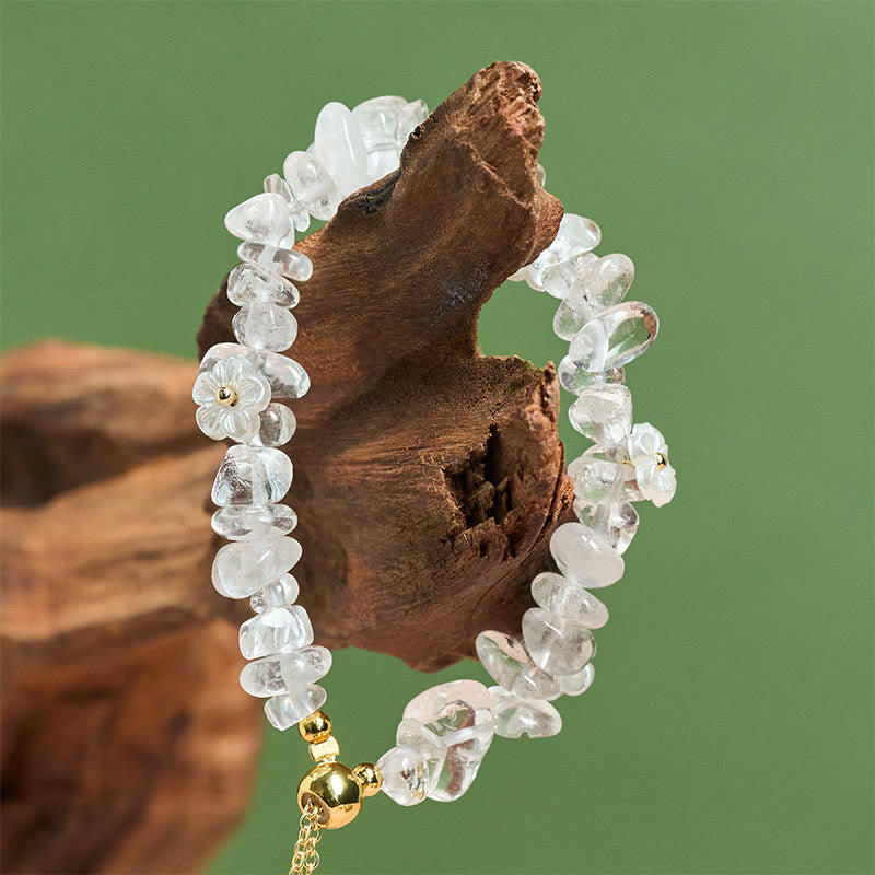 Bracciale Buddha Stones con design a fiore di cristallo irregolare e ametista e cristallo bianco - image 12