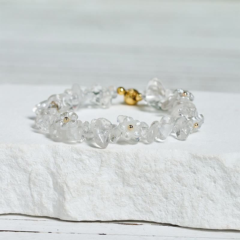 Bracciale Buddha Stones con design a fiore di cristallo irregolare e ametista e cristallo bianco - image 13
