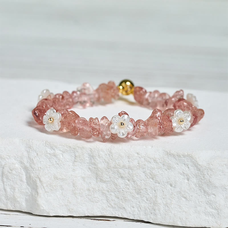 Bracciale Buddha Stones con design a fiore di cristallo irregolare e ametista e cristallo bianco - image 45