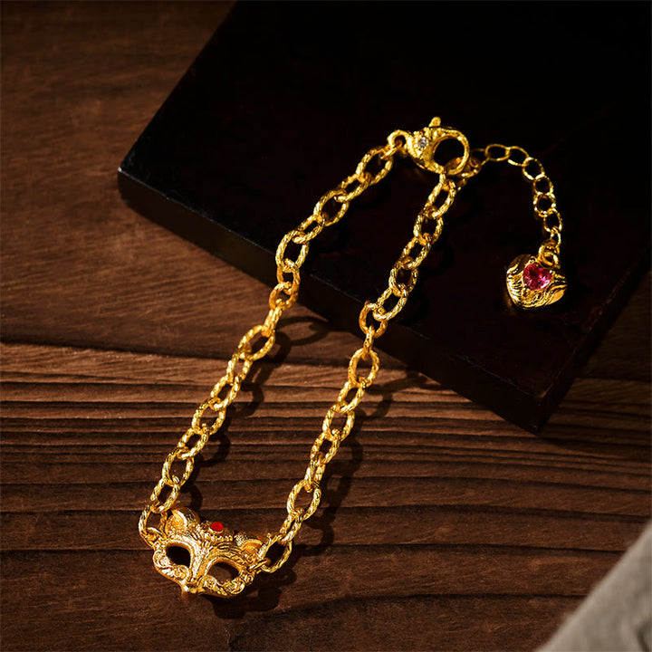 Bracciale a catena con ciondolo a forma di cuore in ottone placcato oro 24k Buddha Stones - image 5