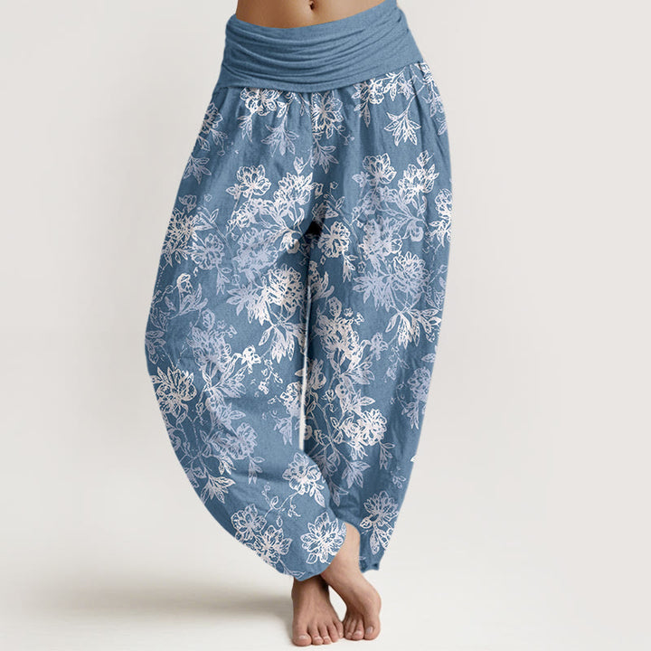 Pantaloni harem da donna con elastico in vita e motivo a petali a strati retrò in cotone Buddha Stones - FiordalisoBlu - US16, UK/AU20, EU48 (3XL) - image 8