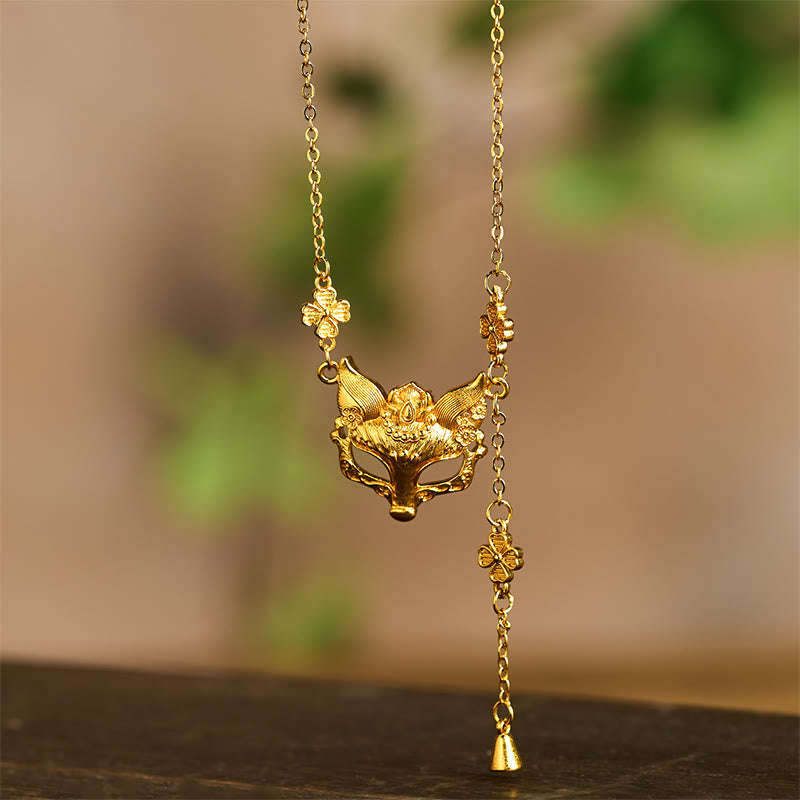 Collana con ciondolo a forma di fiore di volpe in ottone placcato oro 24k con pietra di Buddha - image 4