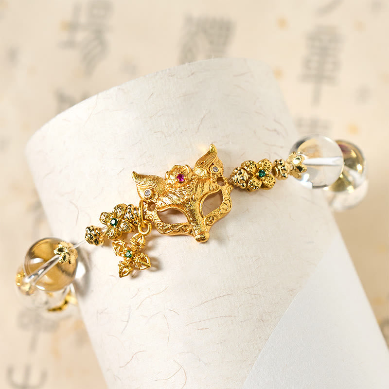 Braccialetto di protezione con perline di cristallo bianco e ciondolo a forma di croce di volpe Buddha Stones - image 5