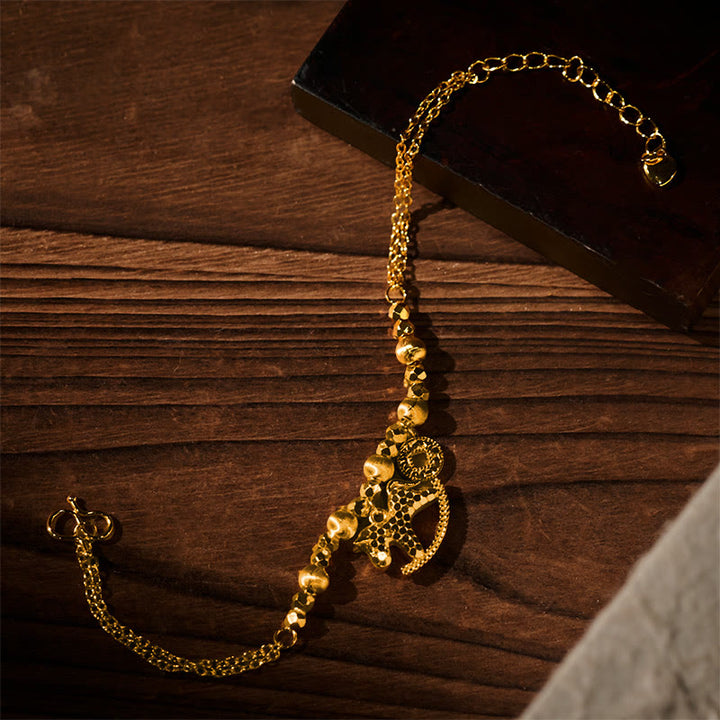 Bracciale portafortuna in rame placcato oro 24k con moneta e ciondolo a Buddha Stones zodiaco cinese dell'anno del cavallo - image 4