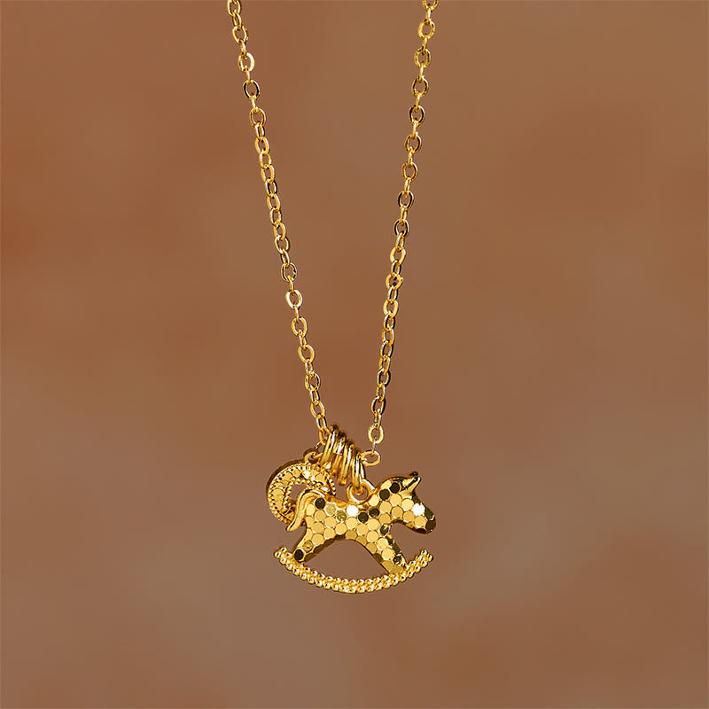 Collana con ciondolo a forma di moneta in rame placcato oro 24k Buddha Stones dell'anno del cavallo - image 2