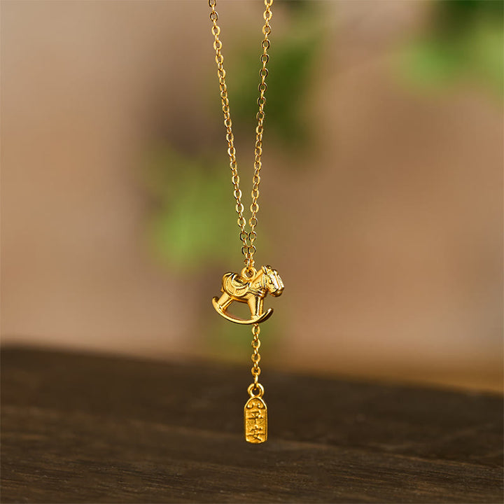 Collana con ciondolo in rame placcato oro 24k "Anno del Cavallo " Buddha Stones - image 3