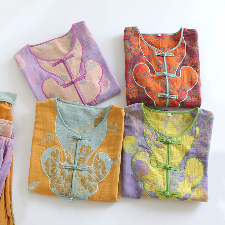 Set di 2 pezzi Buddha Stones con cardigan a maniche lunghe, pantaloni e tasche in cotone con stampa a bottoni e rana  - image 23