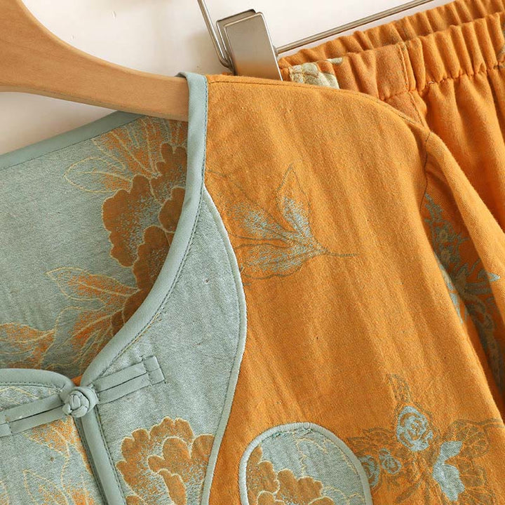 Set di 2 pezzi Buddha Stones con cardigan a maniche lunghe, pantaloni e tasche in cotone con stampa a bottoni e rana  - image 4