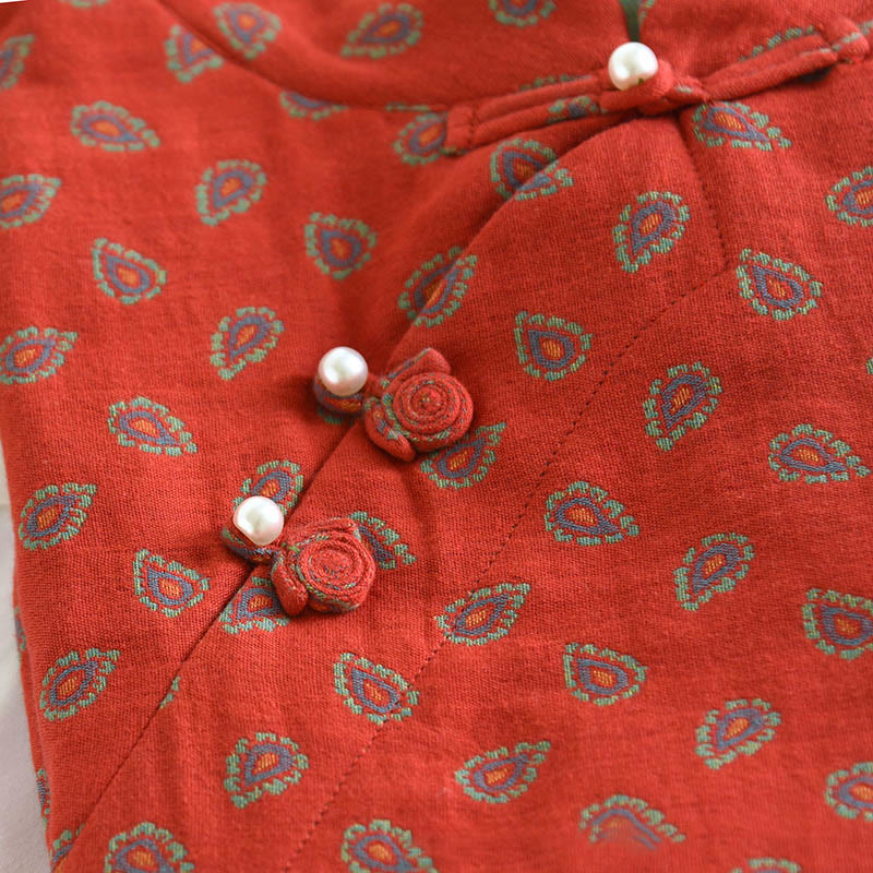 Set di 2 pezzi Buddha Stones, camicia con bottoni a rana, pantaloni e tasche a maniche lunghe con motivo floreale colorato in puro cotone  - image 11