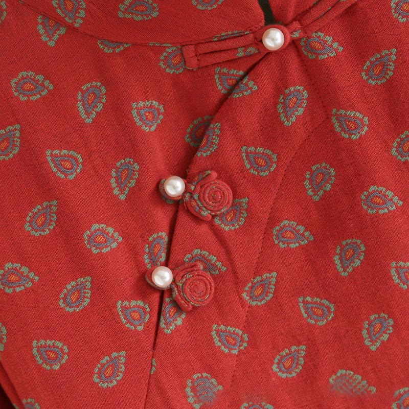 Set di 2 pezzi Buddha Stones, camicia con bottoni a rana, pantaloni e tasche a maniche lunghe con motivo floreale colorato in puro cotone  - image 10