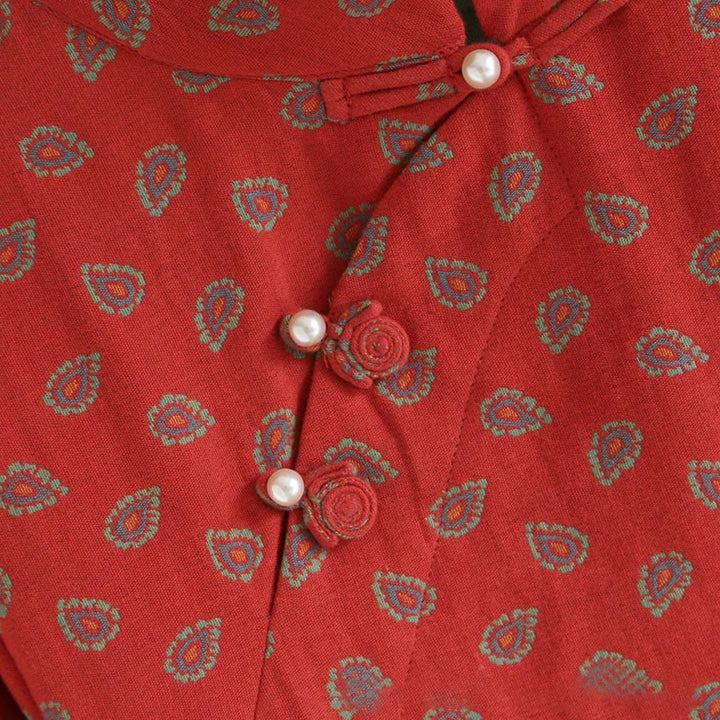 Set di 2 pezzi Buddha Stones, camicia con bottoni a rana, pantaloni e tasche a maniche lunghe con motivo floreale colorato in puro cotone  - image 10