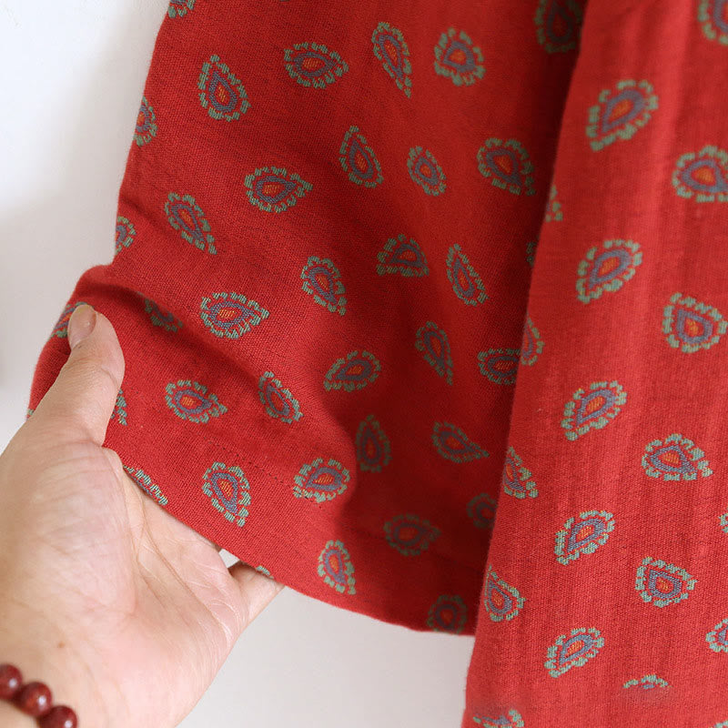 Set di 2 pezzi Buddha Stones, camicia con bottoni a rana, pantaloni e tasche a maniche lunghe con motivo floreale colorato in puro cotone  - image 12