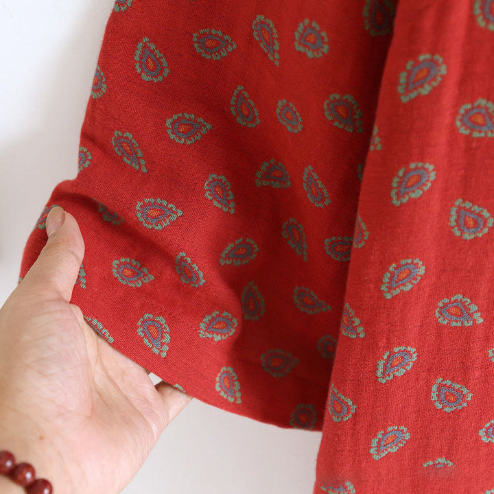 Set di 2 pezzi Buddha Stones, camicia con bottoni a rana, pantaloni e tasche a maniche lunghe con motivo floreale colorato in puro cotone  - image 12