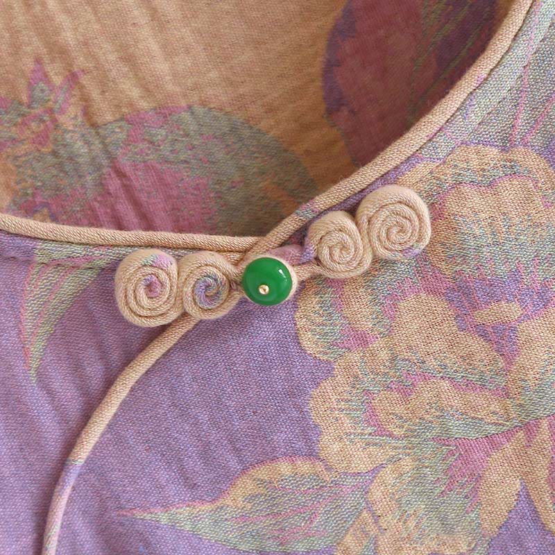 Set di 2 pezzi in cotone con motivo floreale, scollo rotondo, camicia con bottoni, pantaloni e tasche, con maniche lunghe e tasche Buddha Stones  - image 10