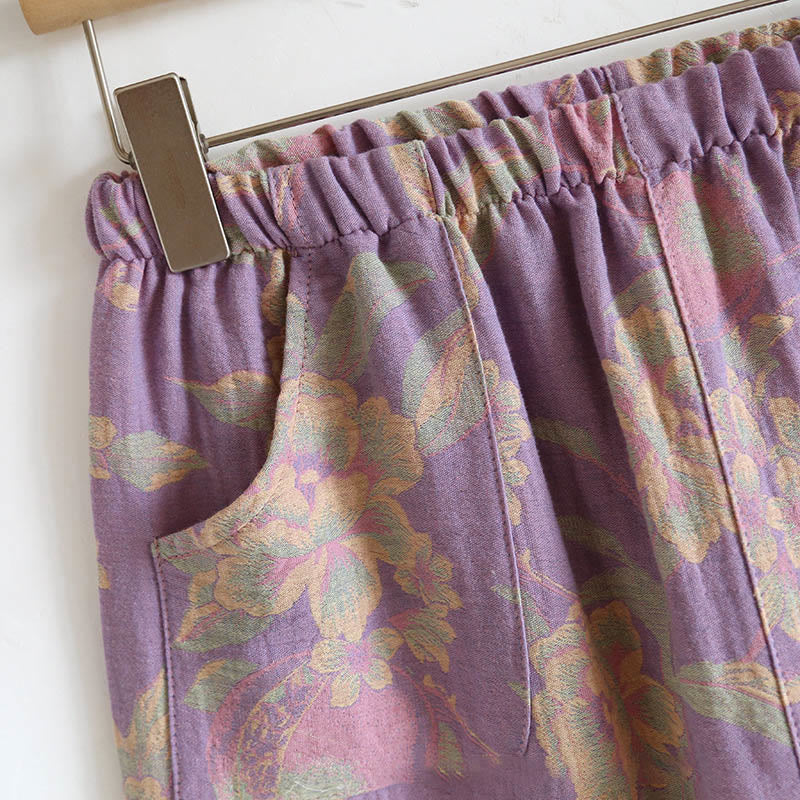 Set di 2 pezzi in cotone con motivo floreale, scollo rotondo, camicia con bottoni, pantaloni e tasche, con maniche lunghe e tasche Buddha Stones  - image 20