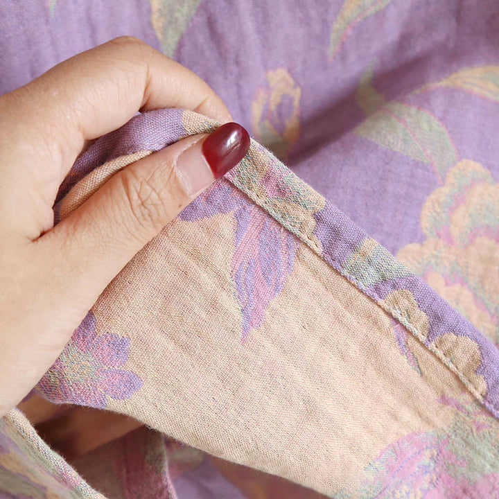 Set di 2 pezzi in cotone con motivo floreale, scollo rotondo, camicia con bottoni, pantaloni e tasche, con maniche lunghe e tasche Buddha Stones  - image 15