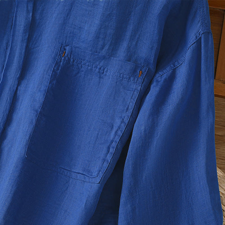 Camicia da donna a maniche lunghe con risvolto e tasca Buddha Stones Fall Commute - image 23