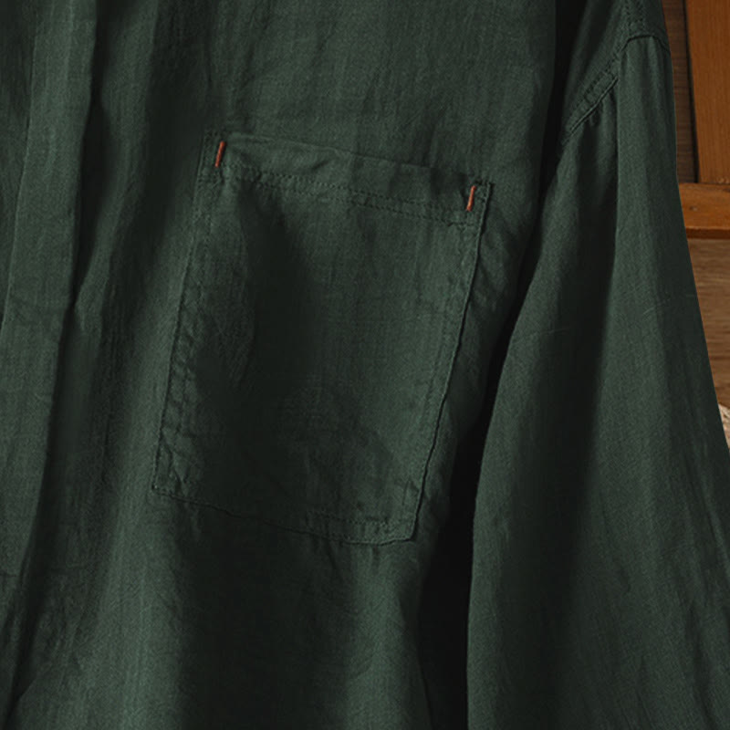 Camicia da donna a maniche lunghe con risvolto e tasca Buddha Stones Fall Commute - image 6