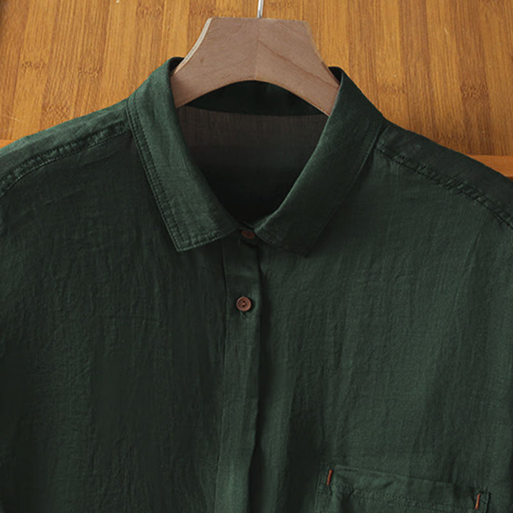 Camicia da donna a maniche lunghe con risvolto e tasca Buddha Stones Fall Commute - image 3