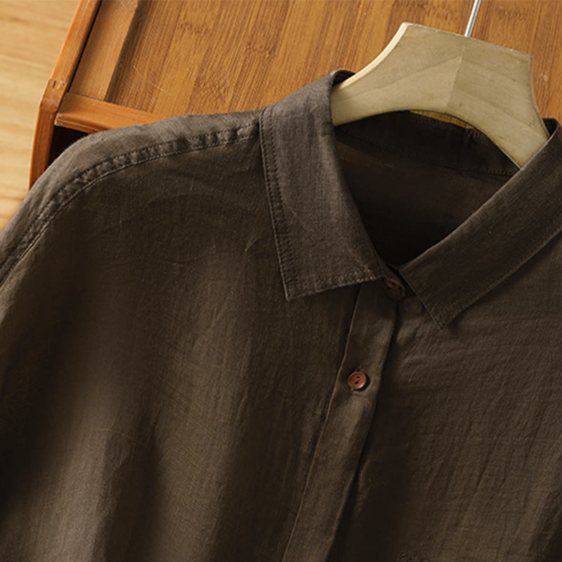 Camicia da donna a maniche lunghe con risvolto e tasca Buddha Stones Fall Commute - image 13