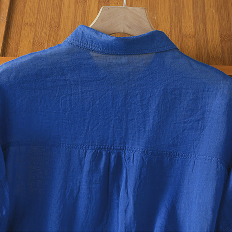 Camicia da donna a maniche lunghe con risvolto e tasca Buddha Stones Fall Commute - image 21