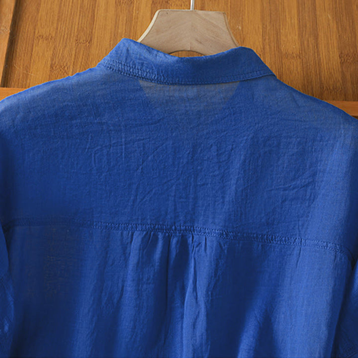 Camicia da donna a maniche lunghe con risvolto e tasca Buddha Stones Fall Commute - image 21