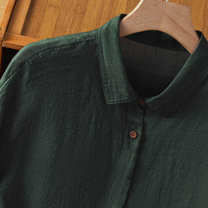 Camicia da donna a maniche lunghe con risvolto e tasca Buddha Stones Fall Commute - image 4