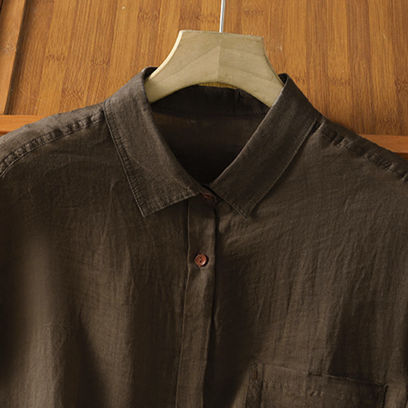 Camicia da donna a maniche lunghe con risvolto e tasca Buddha Stones Fall Commute - image 12