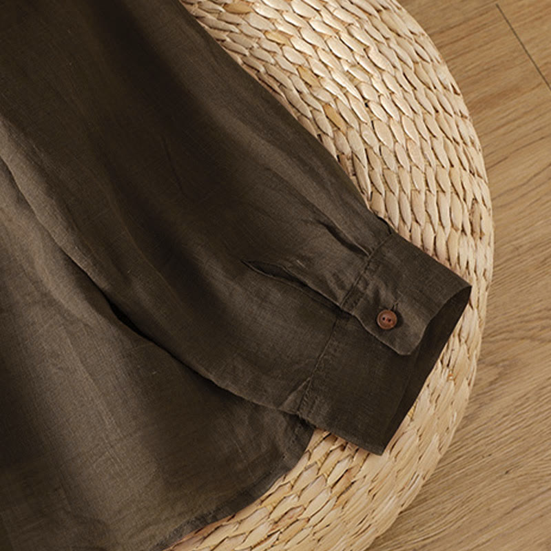 Camicia da donna a maniche lunghe con risvolto e tasca Buddha Stones Fall Commute - image 16