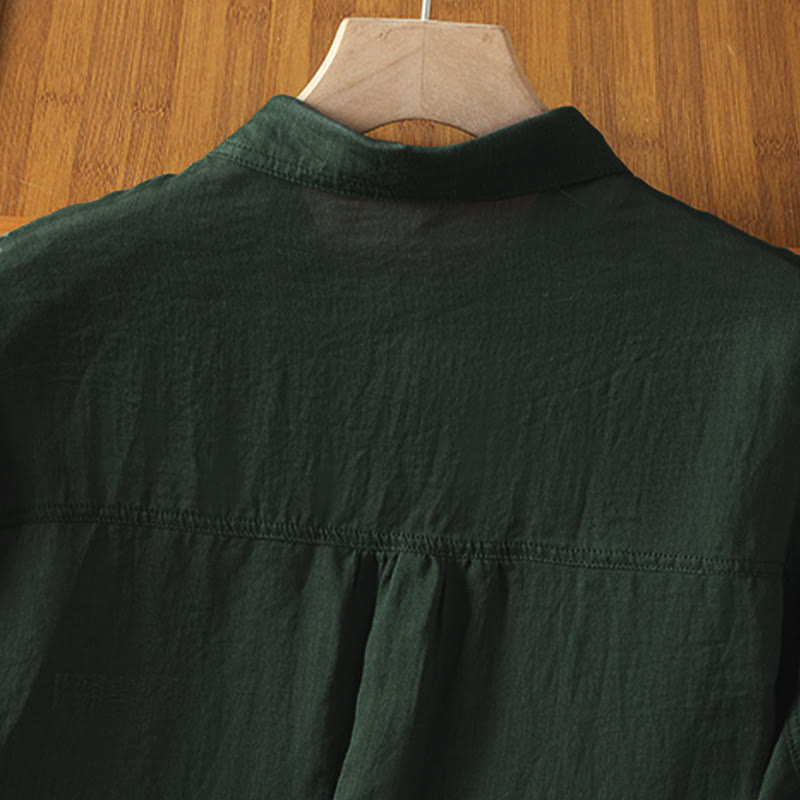 Camicia da donna a maniche lunghe con risvolto e tasca Buddha Stones Fall Commute - image 5