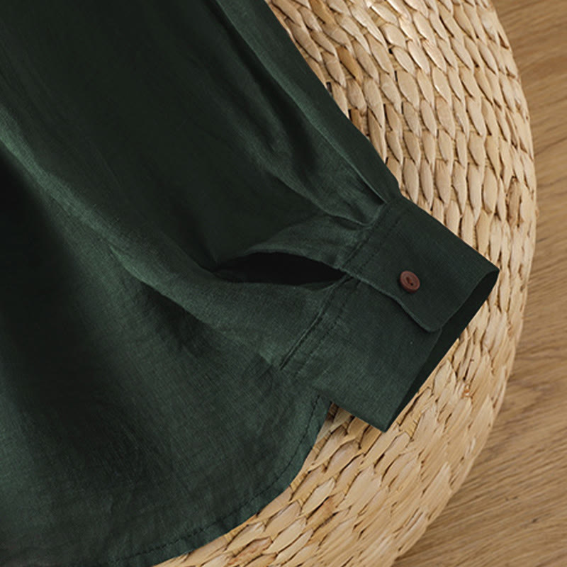 Camicia da donna a maniche lunghe con risvolto e tasca Buddha Stones Fall Commute - image 8