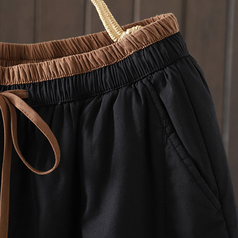 Pantaloni termici harem da donna in cotone tinta unita con tasche Buddha Stones - image 3