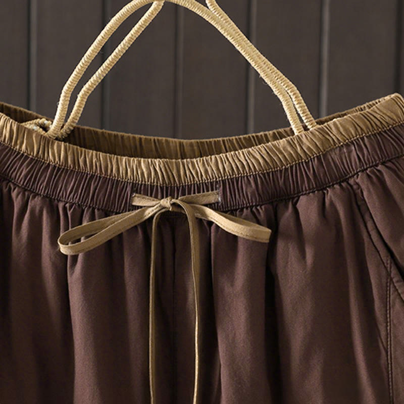 Pantaloni termici harem da donna in cotone tinta unita con tasche Buddha Stones - image 7