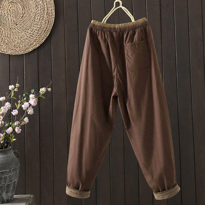 Pantaloni termici harem da donna in cotone tinta unita con tasche Buddha Stones - image 6