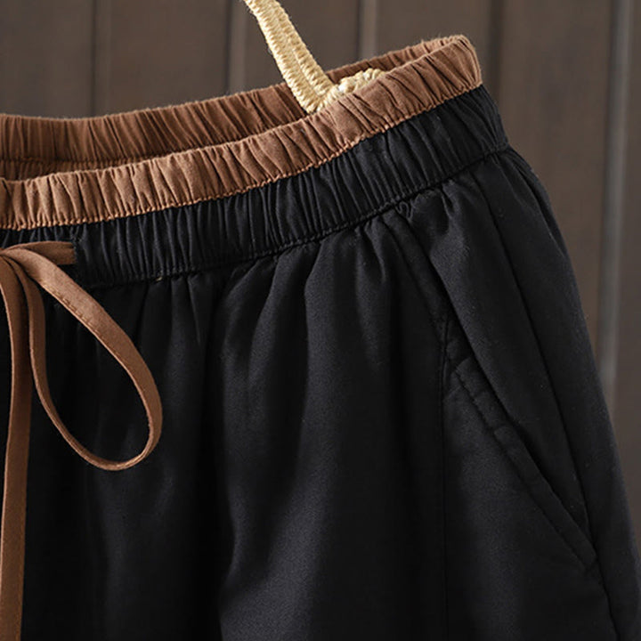 Pantaloni termici harem da donna in cotone tinta unita con tasche Buddha Stones - image 3
