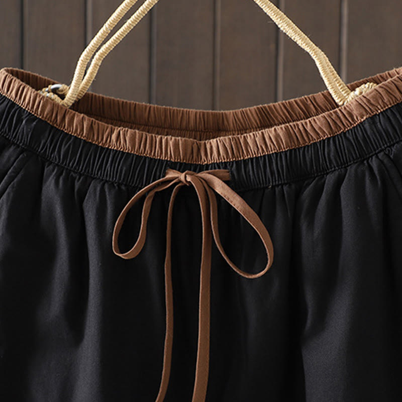 Pantaloni termici harem da donna in cotone tinta unita con tasche Buddha Stones - image 2