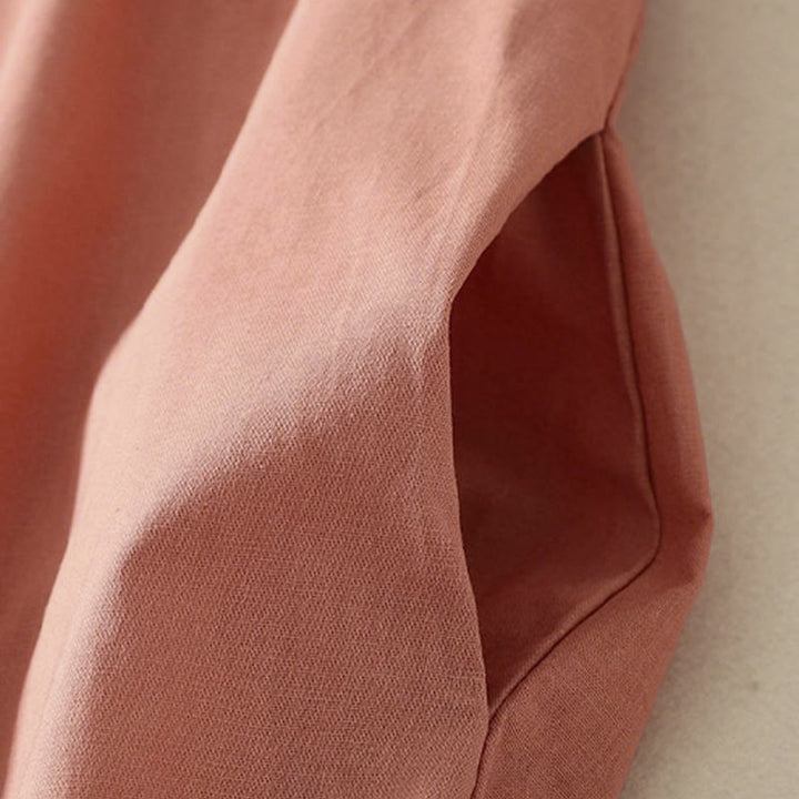 Abito midi in cotone a maniche lunghe con tasche e bottoni a revers in tinta unita autunnale Buddha Stones - image 5