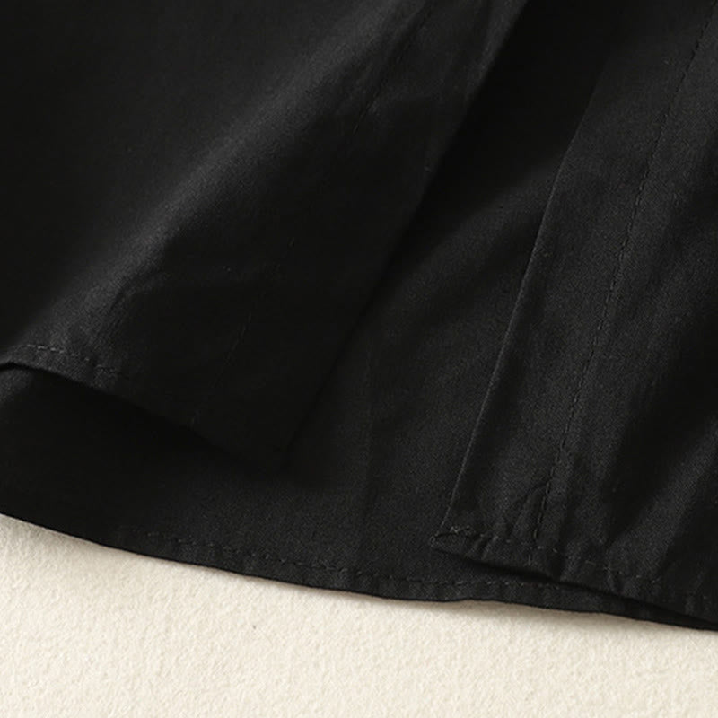 Abito midi in cotone a maniche lunghe con tasche e bottoni a revers in tinta unita autunnale Buddha Stones - image 24