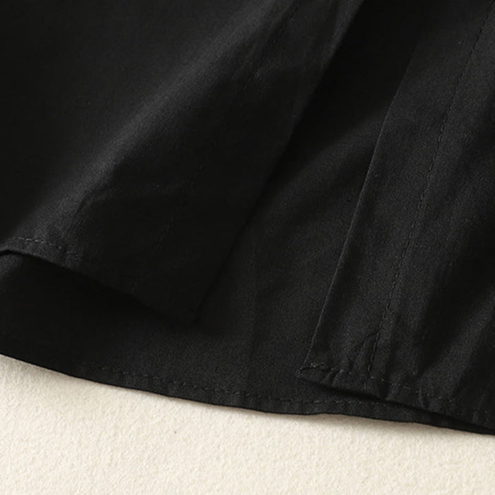 Abito midi in cotone a maniche lunghe con tasche e bottoni a revers in tinta unita autunnale Buddha Stones - image 24