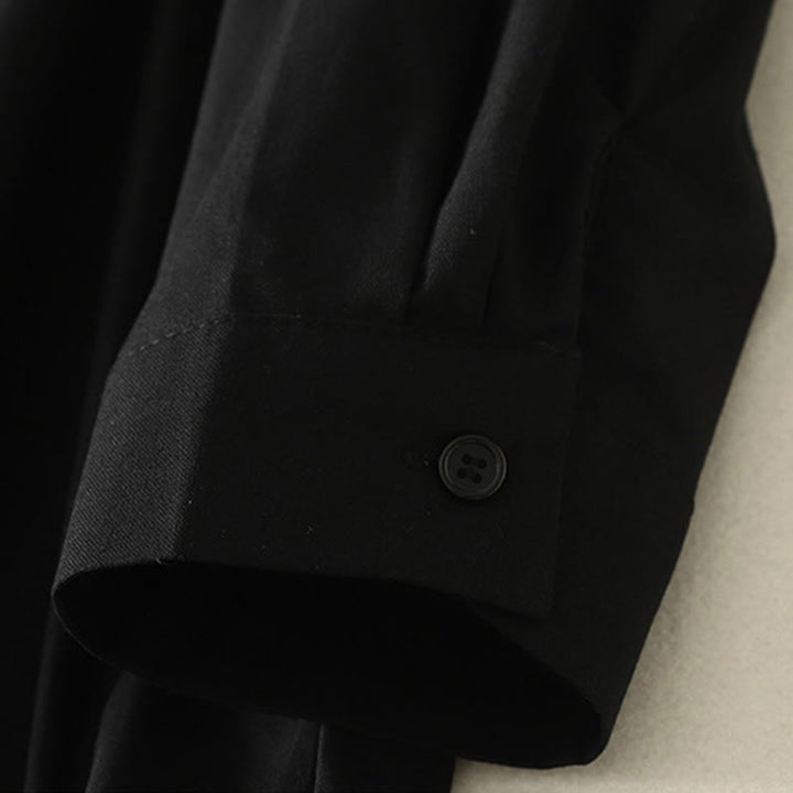 Abito midi in cotone a maniche lunghe con tasche e bottoni a revers in tinta unita autunnale Buddha Stones - image 23