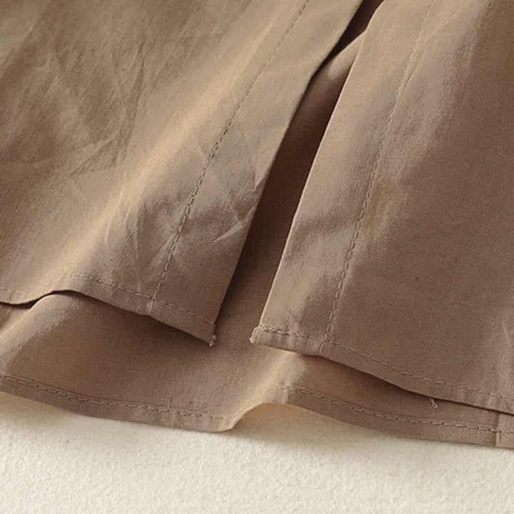 Abito midi in cotone a maniche lunghe con tasche e bottoni a revers in tinta unita autunnale Buddha Stones - image 14