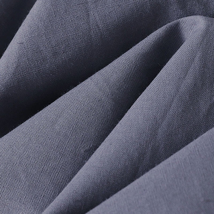 Abito midi in cotone a maniche lunghe con tasche e bottoni a revers in tinta unita autunnale Buddha Stones - image 20