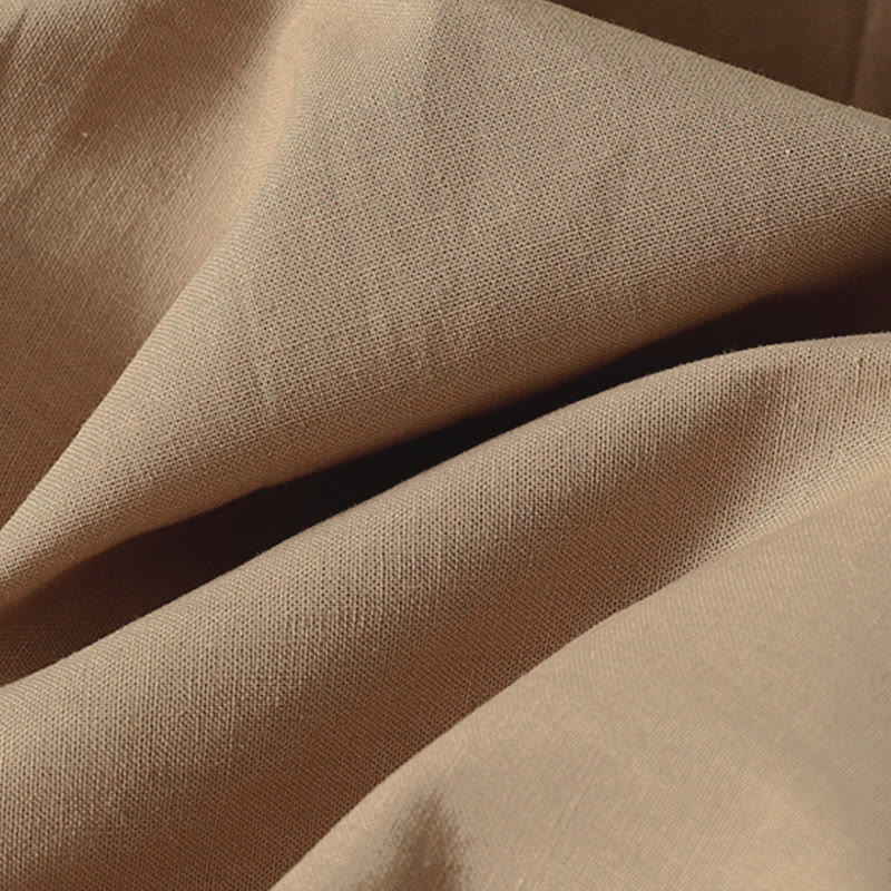 Abito midi in cotone a maniche lunghe con tasche e bottoni a revers in tinta unita autunnale Buddha Stones - image 15