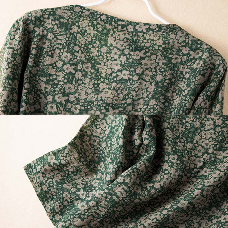 Camicia da donna a maniche lunghe con scollo a V e motivo floreale stampato Buddha Stones Spring - image 10