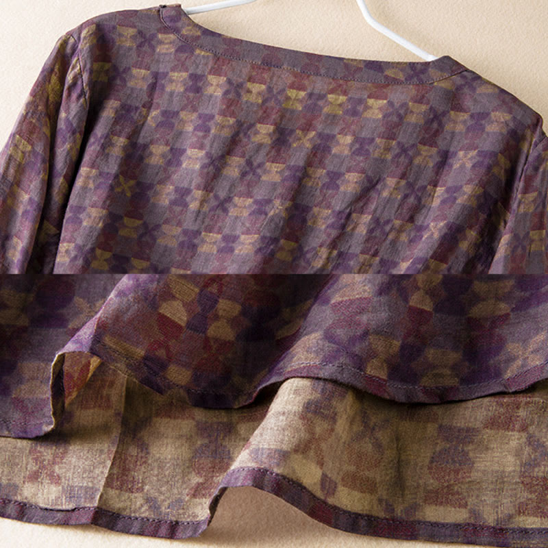 Camicia da donna a maniche lunghe con scollo a V e motivo floreale stampato Buddha Stones Spring - image 5