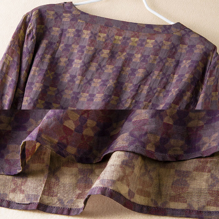 Camicia da donna a maniche lunghe con scollo a V e motivo floreale stampato Buddha Stones Spring - image 5