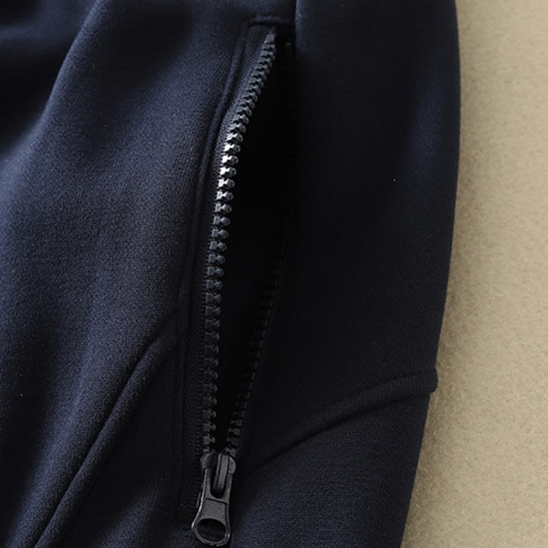 Pantaloni da donna a gamba larga con tasche e cerniera blu notte Buddha Stones, foderati in pile termico - image 5