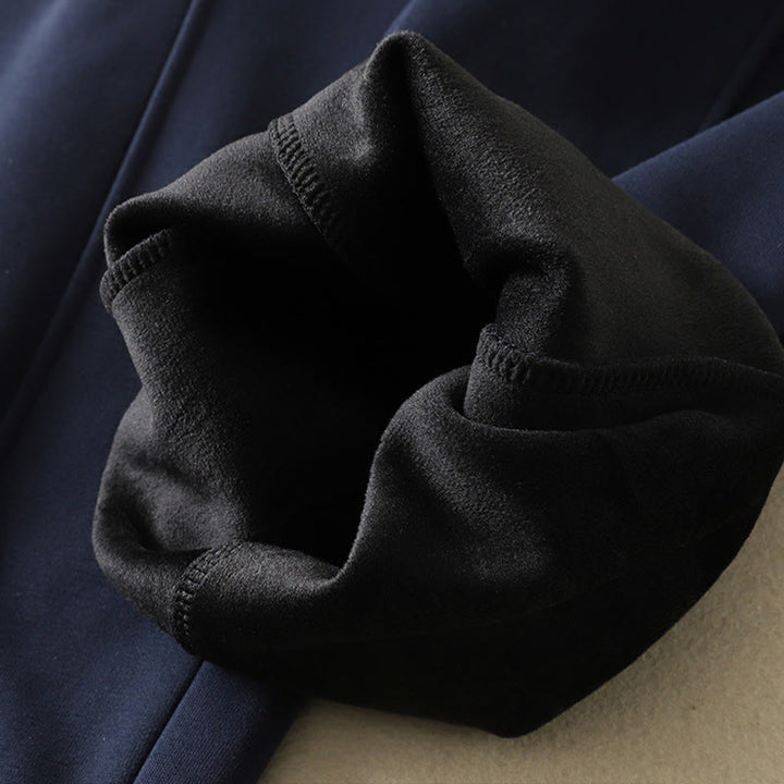 Pantaloni da donna a gamba larga con tasche e cerniera blu notte Buddha Stones, foderati in pile termico - image 10